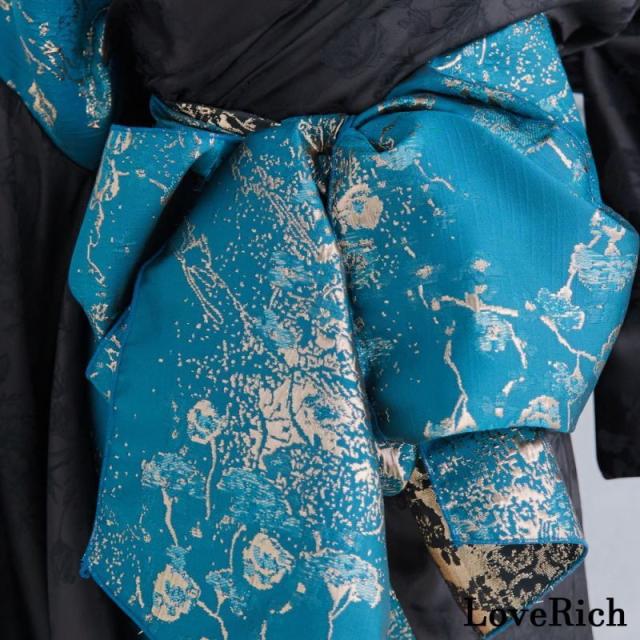 LoveRich ラブリッチ 【3カラー/2点セット】和柄 花柄 オフショル ミニ 豪華 帯 リボン 花魁 着物 ドレス コスプレ イベント ハロウィン [1318]_12