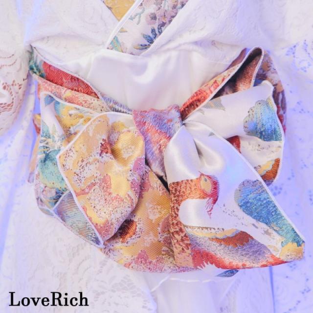 LoveRich ラブリッチ 【2点セット】鶴柄 レース フリル オーガンジー 和柄 花柄 ミニ 豪華 帯 花魁 着物 ドレス コスプレ ハロウィン キャバドレス [1320]_6