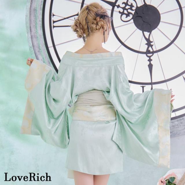 LoveRich ラブリッチ 【2カラー/2点セット】花柄 和柄 オフショル ミニ 豪華 帯 リボン 花魁 着物 ドレス コスプレ イベント ハロウィン [1323]_11