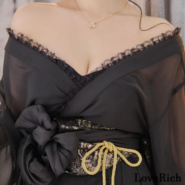 LoveRich ラブリッチ 【高級ライン】【3点セット】シフォン レース ミニスカート ロング 豪華 花魁 着物 ドレス コスプレ イベント ハロウィン [1324]_12