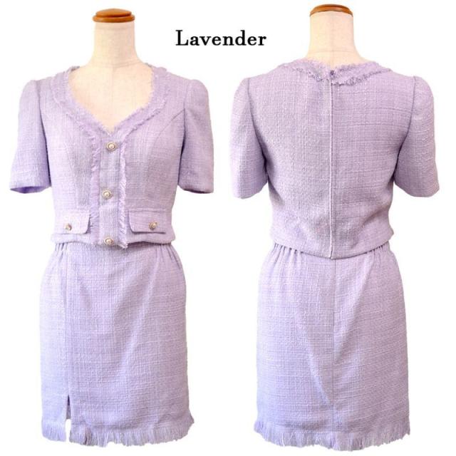 LoveRich ラブリッチ 【SMLサイズ/4カラー】ツイード セットアップ 袖あり 背中隠し 谷間魅せ タイト ミニドレス キャバドレス [1328]_19