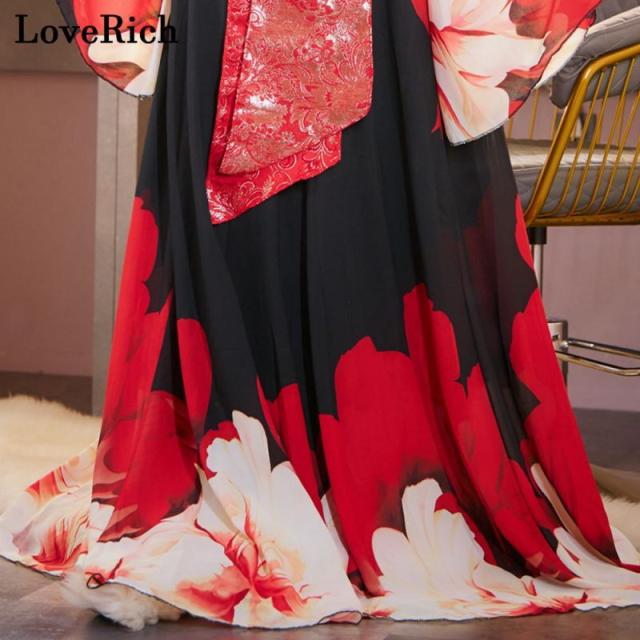 LoveRich ラブリッチ 【高級ライン】【2点セット】シフォン 花柄 レース コルセット風 レースアップ 大きな帯リボン ロング 豪華 花魁 着物 ドレス [1340]_17