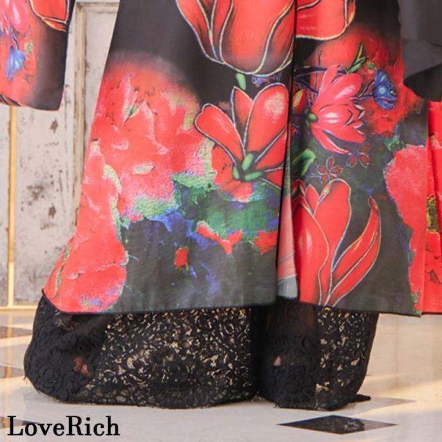 LoveRich ラブリッチ 【高級ライン】【2カラー/2点セット】花柄 シフォン レース ミニスカート ロング 豪華 花魁 着物 ドレス コスプレ イベント [1321]_15
