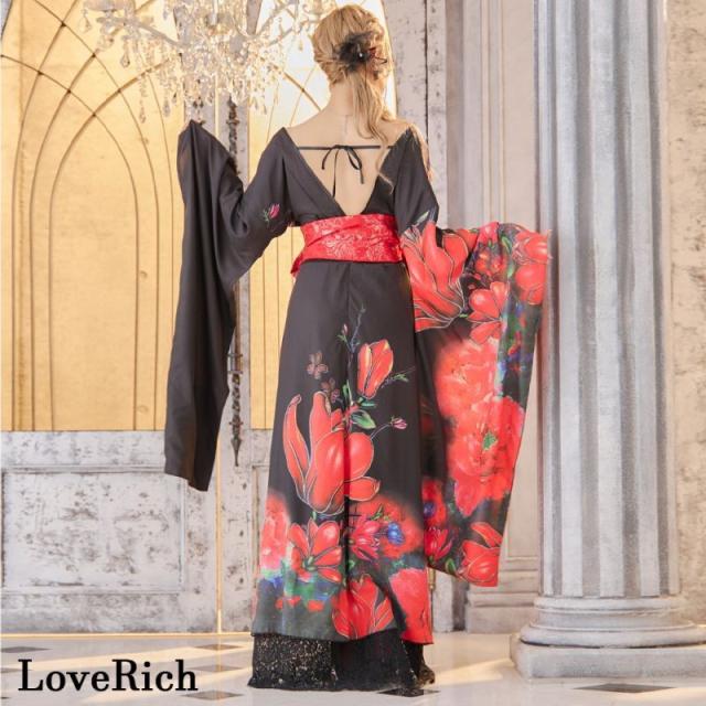 LoveRich ラブリッチ 【高級ライン】【2カラー/2点セット】花柄 シフォン レース ミニスカート ロング 豪華 花魁 着物 ドレス コスプレ イベント [1321]_17