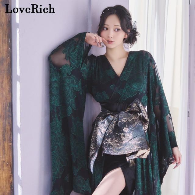 LoveRich ラブリッチ 【高級ライン】【3カラー/2点セット】花柄シフォン レース ミニスカート ロング 豪華 花魁 着物 ドレス コスプレ イベント [1349]_6