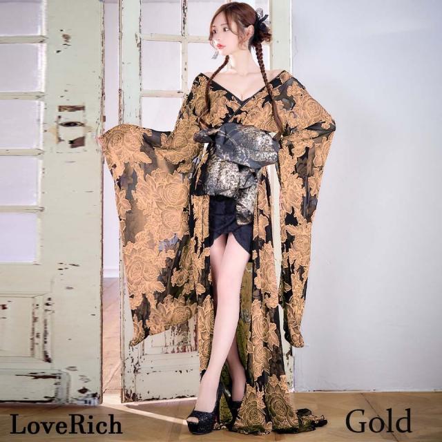 LoveRich ラブリッチ 【高級ライン】【3カラー/2点セット】花柄シフォン レース ミニスカート ロング 豪華 花魁 着物 ドレス コスプレ イベント [1349]_8