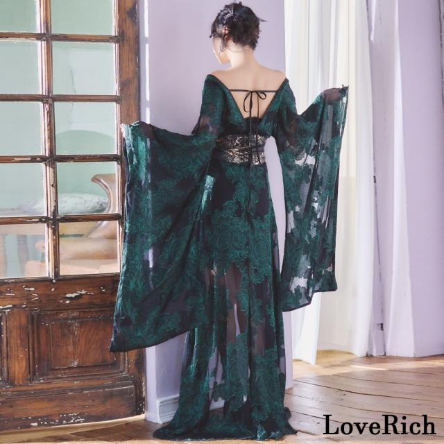 LoveRich ラブリッチ 【高級ライン】【3カラー/2点セット】花柄シフォン レース ミニスカート ロング 豪華 花魁 着物 ドレス コスプレ イベント [1349]_15