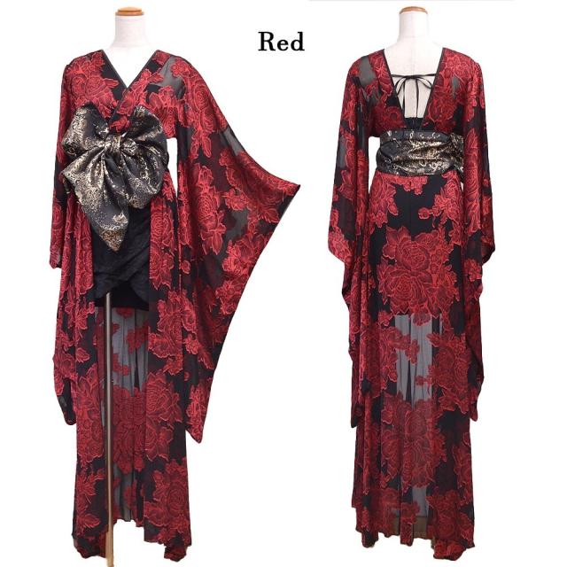 LoveRich ラブリッチ 【高級ライン】【3カラー/2点セット】花柄シフォン レース ミニスカート ロング 豪華 花魁 着物 ドレス コスプレ イベント [1349]_16