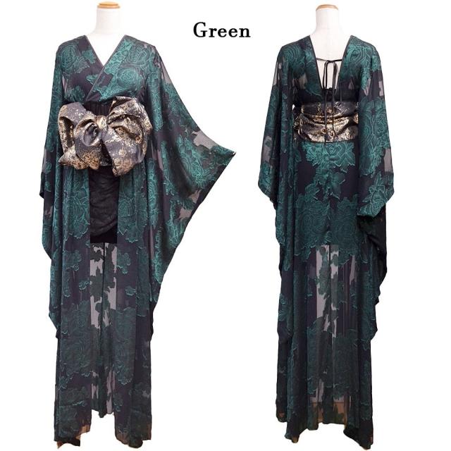 LoveRich ラブリッチ 【高級ライン】【3カラー/2点セット】花柄シフォン レース ミニスカート ロング 豪華 花魁 着物 ドレス コスプレ イベント [1349]_17
