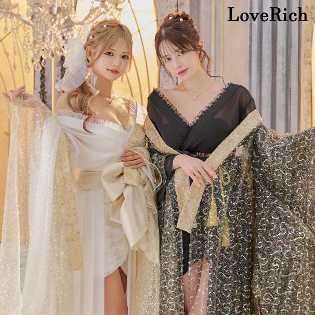 LoveRich ラブリッチ 【2カラー/羽織のみ】全面スパンコール ロング 羽織 シアー 和装 豪華 花魁 着物 ドレス コスプレ イベント ハロウィン [1350]_2