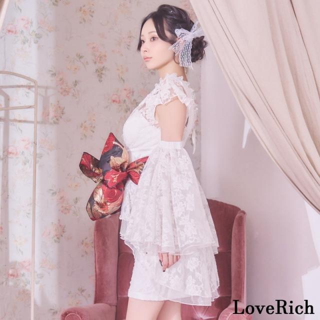 LoveRich ラブリッチ 【高級ライン】【2カラー/3点セット】花柄レース フレアスリーブ ミニスカート ロング 豪華 花魁 着物 ドレス コスプレ イベント [1366]_11