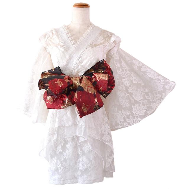 LoveRich ラブリッチ 【高級ライン】【2カラー/3点セット】花柄レース フレアスリーブ ミニスカート ロング 豪華 花魁 着物 ドレス コスプレ イベント [1366]_15