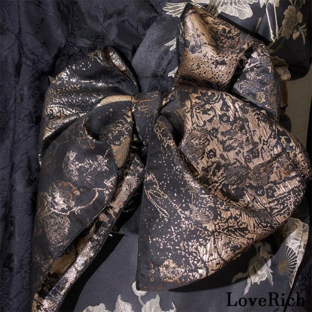 LoveRich ラブリッチ 【2点セット】和柄 鶴柄 花柄アシンメトリー ミニ 豪華 帯 花魁 着物 ドレス コスプレ ハロウィン キャバドレス [1377]_6