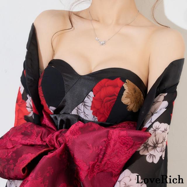 LoveRich ラブリッチ 【2WAY/3点セット】ボレロ付き 花柄 シフォン
