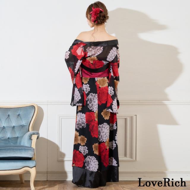 LoveRich ラブリッチ 【2WAY/3点セット】ボレロ付き 花柄 シフォン