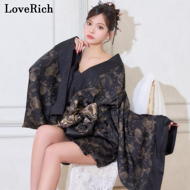 LoveRich ラブリッチ 【2点セット/2カラー】シック 花柄 和柄 オフショル ミニ 豪華 帯 リボン 花魁 着物 ドレス コスプレ イベント ハロウィン [1353]_5