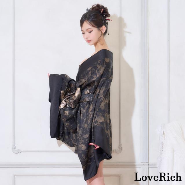 LoveRich ラブリッチ 【2点セット/2カラー】シック 花柄 和柄 オフショル ミニ 豪華 帯 リボン 花魁 着物 ドレス コスプレ イベント ハロウィン [1353]_13