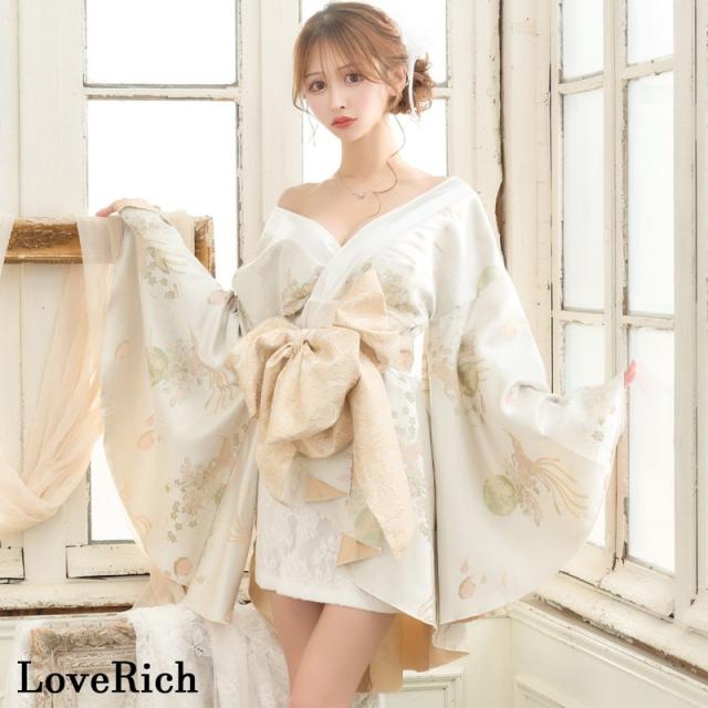 LoveRich ラブリッチ 【2点セット/2カラー】和柄 花柄 レーススカート フリル ミニ 豪華 帯 花魁 着物 ドレス コスプレ ハロウィン キャバドレス [1370]_8