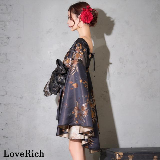 LoveRich ラブリッチ 【2点セット/2カラー】和柄 花柄 レーススカート フリル ミニ 豪華 帯 花魁 着物 ドレス コスプレ ハロウィン キャバドレス [1370]_15
