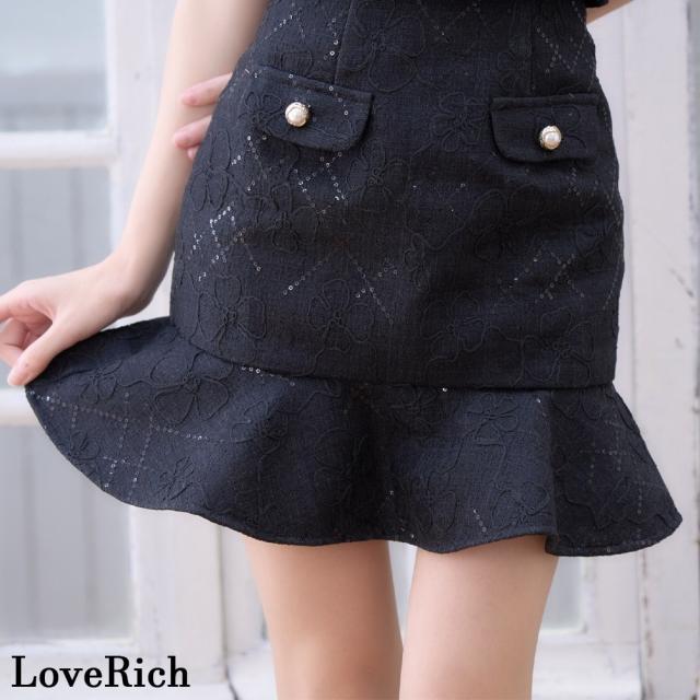 LoveRich ラブリッチ 【SMLサイズ/2カラー】花柄ツイード キャミソール フロントファスナー セットアップ ショルダービジュー ミニドレス キャバドレス [1383]_13