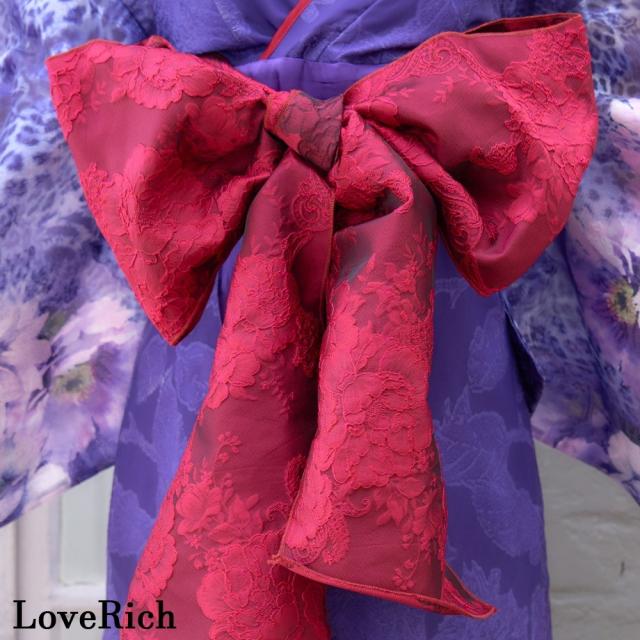 LoveRich ラブリッチ 【高級ライン】【2カラー/2点セット】ヒョウ柄 花柄 スリット ロング オフショル 豪華 花魁 着物 ドレス コスプレ イベント [1501]_9