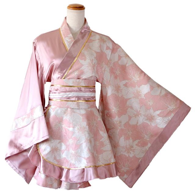 LoveRich ラブリッチ 【2点セット/2カラー】花柄 和柄 ツートン フリル ミニ 豪華 帯 リボン 花魁 着物 ドレス コスプレ イベント ハロウィン [1527]_13
