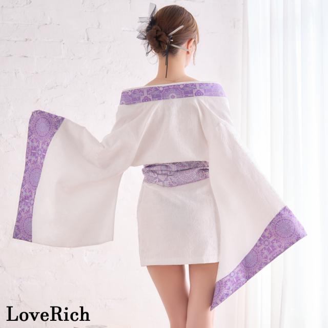LoveRich ラブリッチ 【高級ライン】【2点セット】和モダン ジャガード オフショル ミニ 豪華 帯 リボン 花魁 着物 ドレス コスプレ イベント ハロウィン [1533]_12
