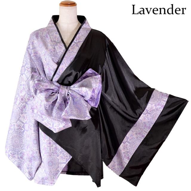 LoveRich ラブリッチ 【高級ライン】【2点セット/3カラー】バイカラー 花柄 和柄 オフショル ミニ 豪華 帯 リボン 花魁 着物 ドレス コスプレ イベント [1536]_15