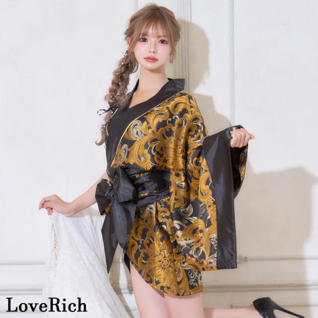 LoveRich ラブリッチ 【2点セット/2カラー】アシンメトリー 花柄 和柄 ミニ 豪華 帯 リボン 花魁 着物 ドレス コスプレ イベント ハロウィン [1543]_6