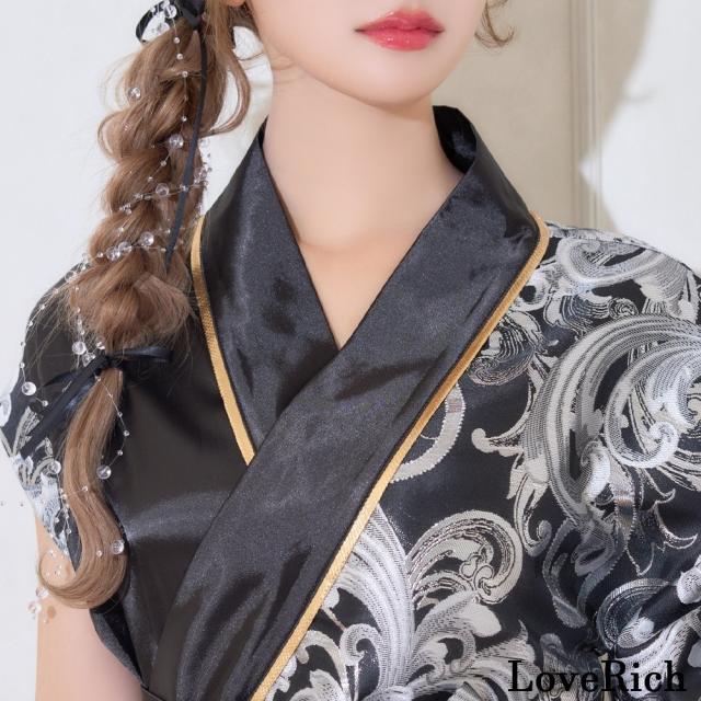 LoveRich ラブリッチ 【2点セット/2カラー】アシンメトリー 花柄 和柄 ミニ 豪華 帯 リボン 花魁 着物 ドレス コスプレ イベント ハロウィン [1543]_12