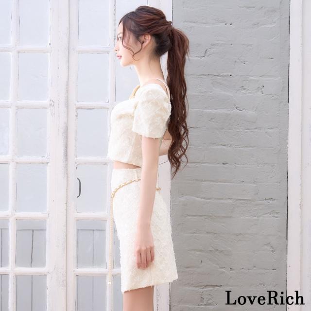 LoveRich ラブリッチ 【SMLサイズ/3カラー】セットアップ ファスナー チェーン パール ショルダーストーン タイト セクシー ミニドレス キャバドレス [1500]_15