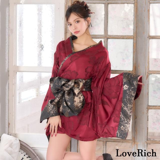 LoveRich ラブリッチ 【高級ライン】【2カラー/2点セット】花柄 オフショル ミニ 豪華 帯 リボン 花魁 着物 ドレス コスプレ イベント ハロウィン [1510]_8