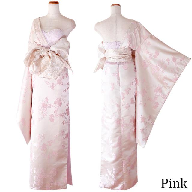 LoveRich ラブリッチ 【高級ライン】【2カラー/2点セット】ワンショル アシンメトリー 花柄 スリット 豪華 帯 花魁 着物 ドレス コスプレ キャバドレス [1522]_17