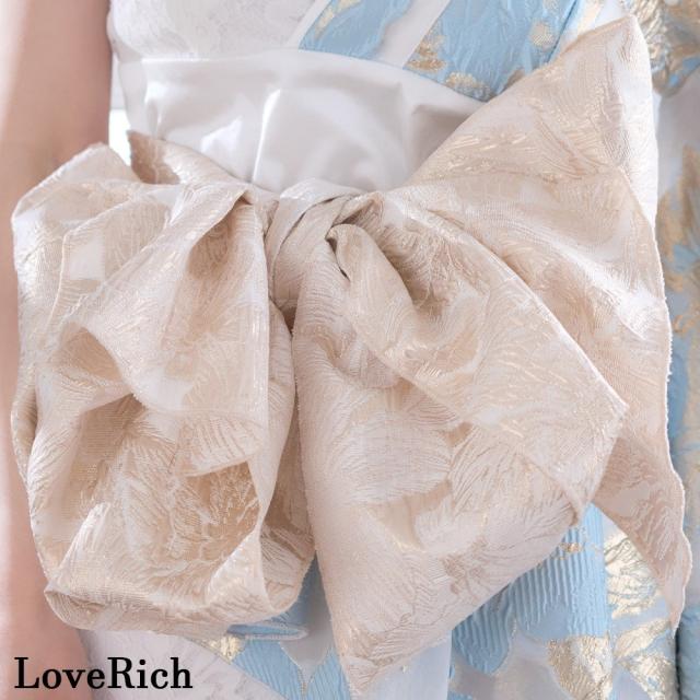 LoveRich ラブリッチ 【高級ライン】【4カラー/2点セット】ワンショル アシンメトリー 花柄 レース ミニ 豪華 帯 花魁 着物 ドレス コスプレ キャバドレス[1524]_13