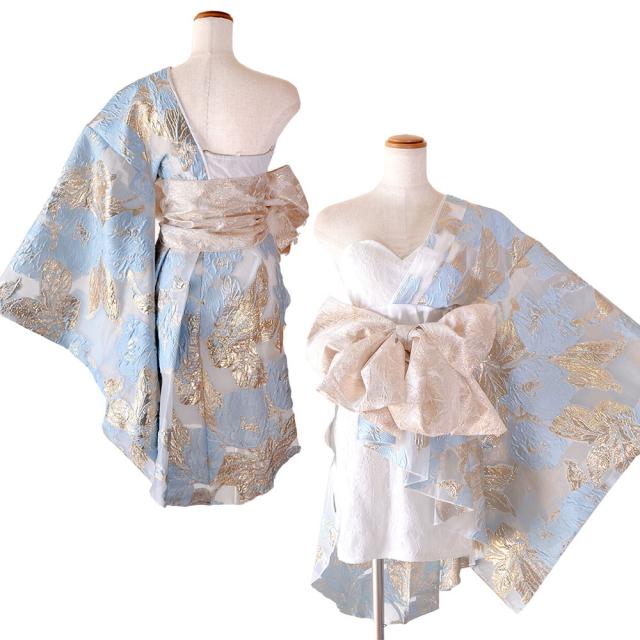 LoveRich ラブリッチ 【高級ライン】【4カラー/2点セット】ワンショル アシンメトリー 花柄 レース ミニ 豪華 帯 花魁 着物 ドレス コスプレ キャバドレス[1524]_16