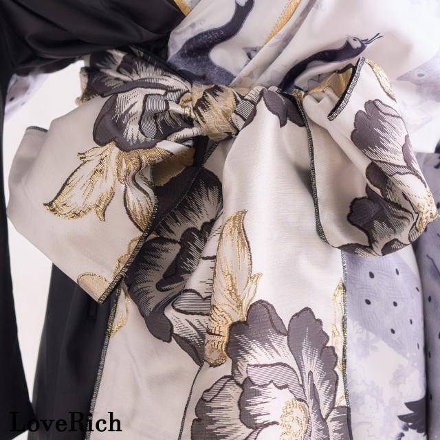 LoveRich ラブリッチ 【2点セット】バイカラー 鶴柄 和柄 花柄 ロング オフショル 豪華 花魁 着物 ドレス コスプレ イベント ハロウィン [1531]_7