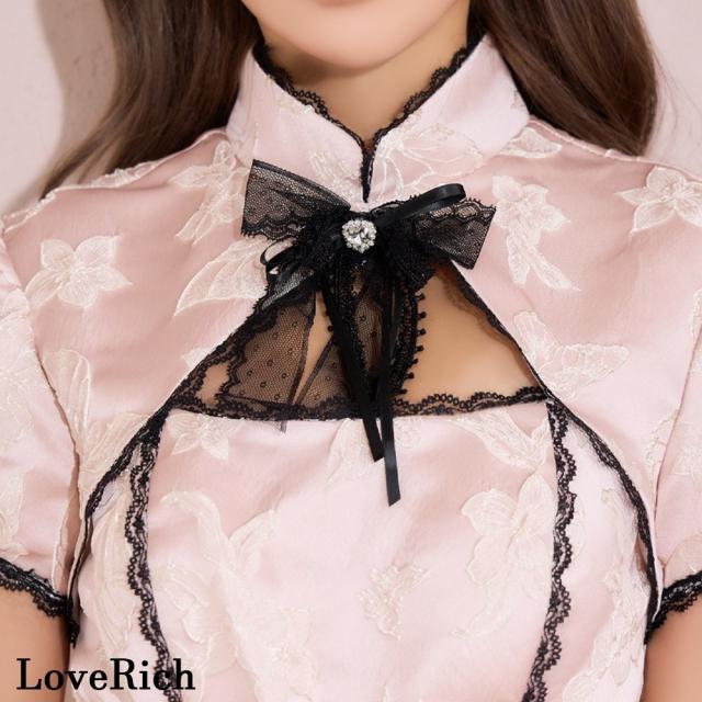 LoveRich ラブリッチ 【SMLサイズ/2カラー】蝶々柄 ウエスト編み上げ レースアップ デコルテカット チャイナドレス イベント ハロウィン キャバドレス [1537]_17