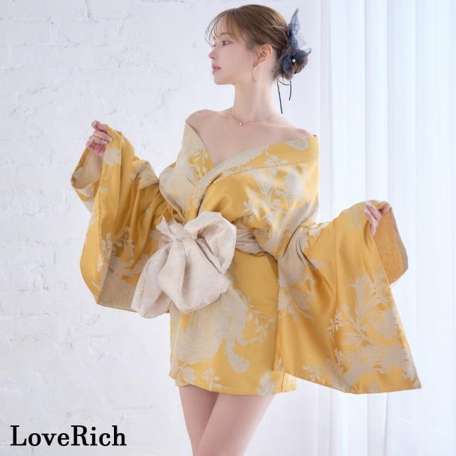 LoveRich ラブリッチ 【高級ライン】【2点セット/2カラー】花柄 和柄 ミニ 豪華 帯 リボン 花魁 着物 ドレス コスプレ イベント ハロウィン [1541]_1