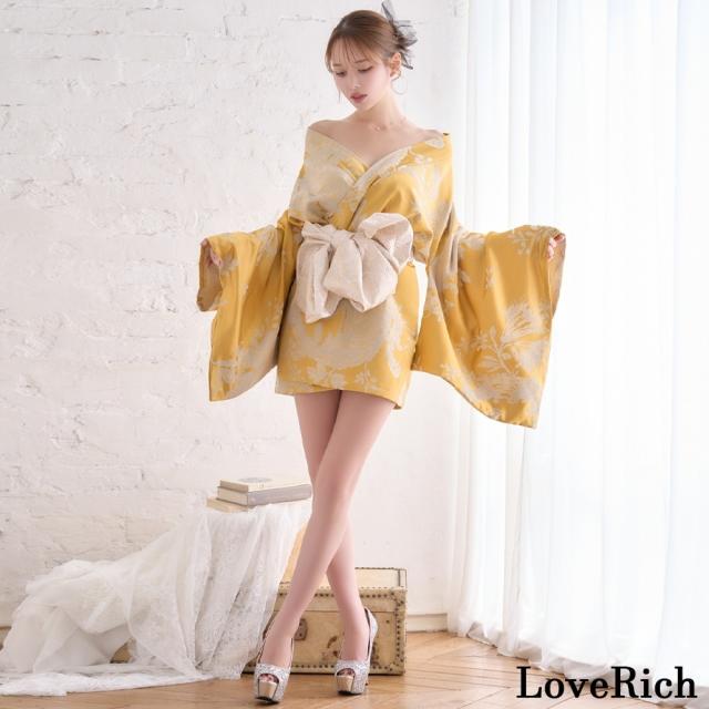 LoveRich ラブリッチ 【高級ライン】【2点セット/2カラー】花柄 和柄 ミニ 豪華 帯 リボン 花魁 着物 ドレス コスプレ イベント ハロウィン [1541]_5