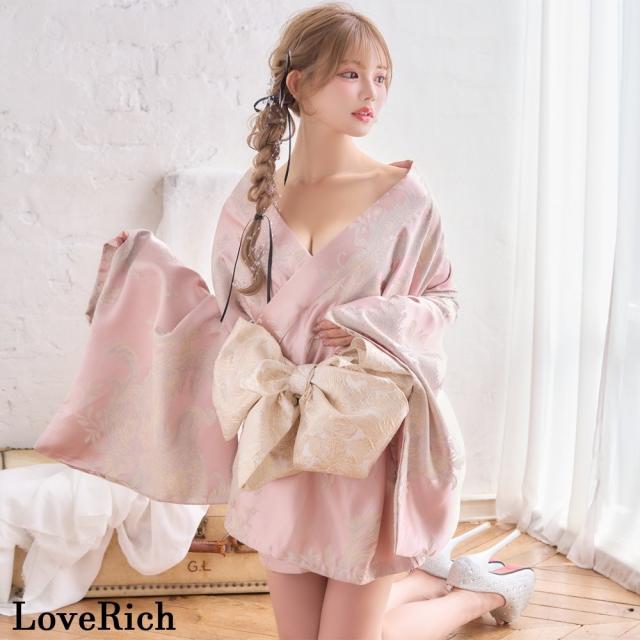 LoveRich ラブリッチ 【高級ライン】【2点セット/2カラー】花柄 和柄 ミニ 豪華 帯 リボン 花魁 着物 ドレス コスプレ イベント ハロウィン [1541]_10