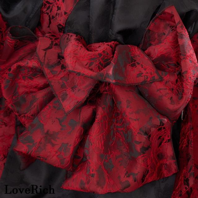 LoveRich ラブリッチ 【高級ライン】【2点セット】バイカラー 花柄 和柄 オフショル ミニ 豪華 帯 リボン 花魁 着物 ドレス コスプレ イベント ハロウィン[1542]_8