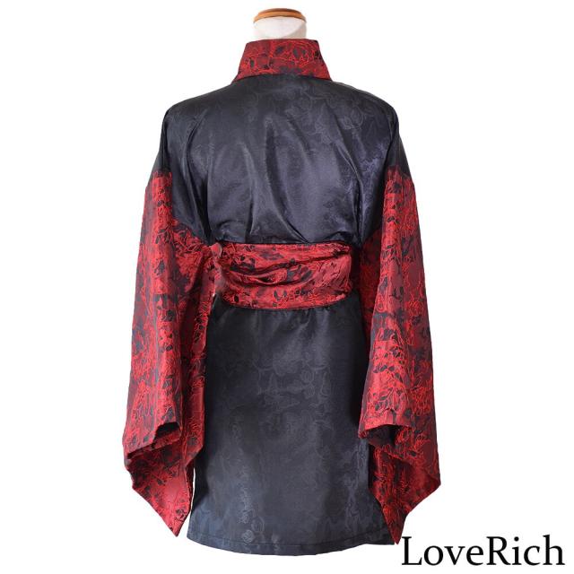 LoveRich ラブリッチ 【高級ライン】【2点セット】バイカラー 花柄 和柄 オフショル ミニ 豪華 帯 リボン 花魁 着物 ドレス コスプレ イベント ハロウィン[1542]_13