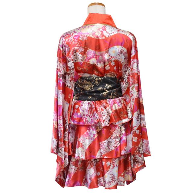 LoveRich ラブリッチ 【2カラー/3点セット】花柄 セットアップ サテン生地 フリル ミニ 豪華 帯 花魁 着物 ドレス コスプレ ハロウィン キャバドレス [1569]_11