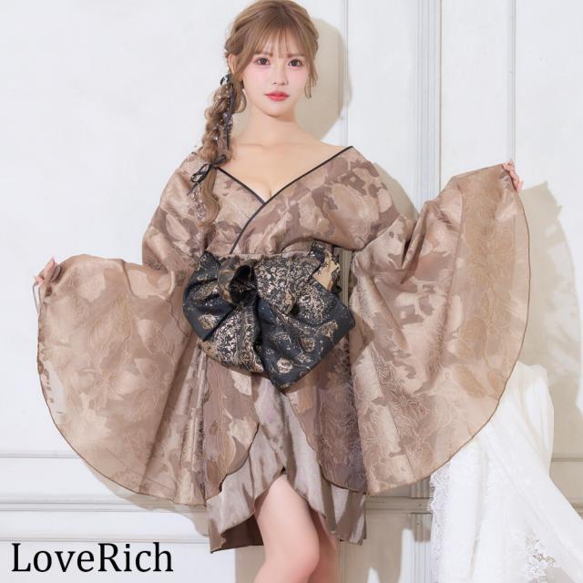 LoveRich ラブリッチ 【2カラー/2点セット】アニマル花柄 ミニ オフショル 豪華 花魁 着物 ドレス コスプレ イベント ハロウィン [1505]_2