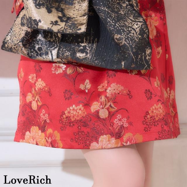 LoveRich ラブリッチ 【高級ライン】【3カラー/2点セット】艶花 花柄 帯 花魁 着物 ドレス コスプレ ハロウィン キャバドレス [1513]_12