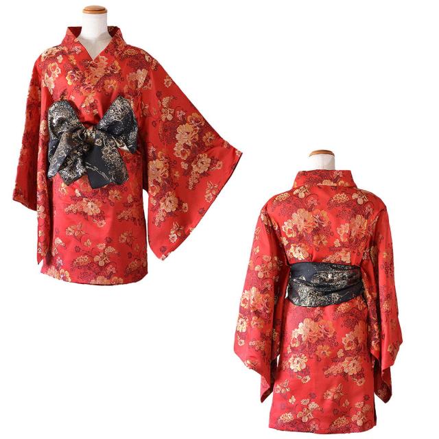LoveRich ラブリッチ 【高級ライン】【3カラー/2点セット】艶花 花柄 帯 花魁 着物 ドレス コスプレ ハロウィン キャバドレス [1513]_17