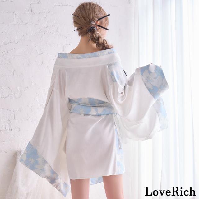 LoveRich ラブリッチ 【高級ライン】【2点セット】淡彩 花柄 帯 花魁 着物 ドレス コスプレ ハロウィン キャバドレス [1523]_16