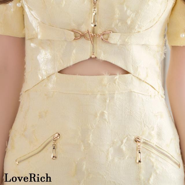 LoveRich ラブリッチ 【SMLサイズ/3カラー】クロスネック ジップ ウエストカット タイト ミニドレス キャバドレス [1538]_12