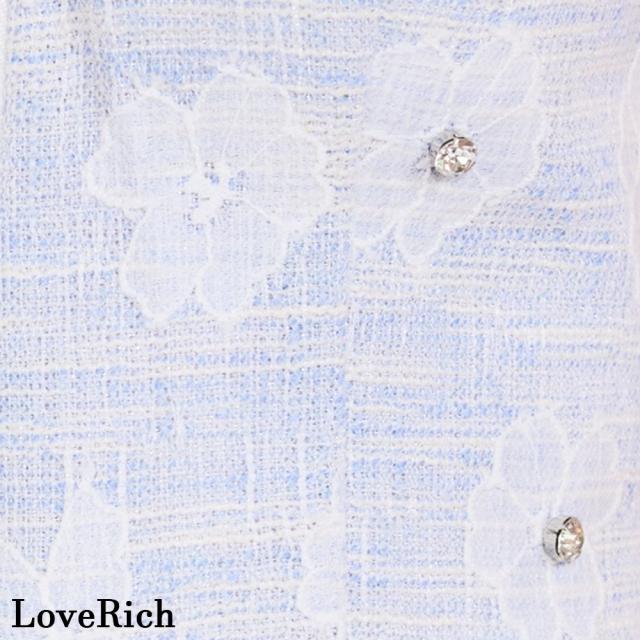 LoveRich ラブリッチ 【SMLサイズ】花柄 ビジュー ハイネック セットアップ ミニドレス キャバドレス [1549]_10