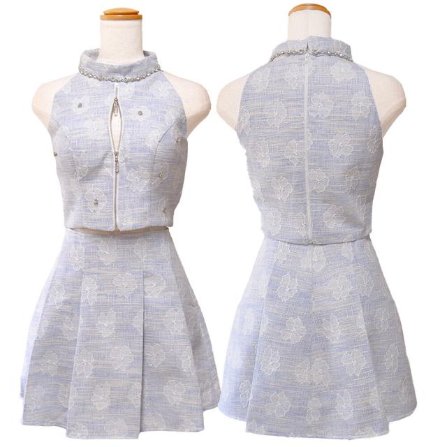 LoveRich ラブリッチ 【SMLサイズ】花柄 ビジュー ハイネック セットアップ ミニドレス キャバドレス [1549]_13